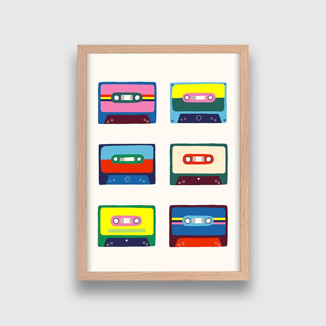 Favourite Cassettes Art Print by Crissie Rodda