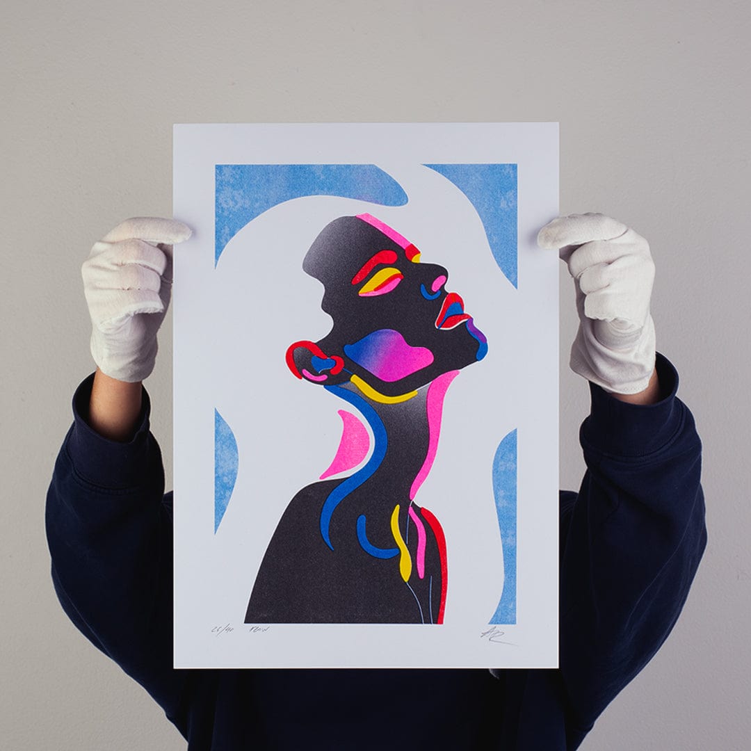 Flow Limited Edition Risograph Art Print by Agate Rubene