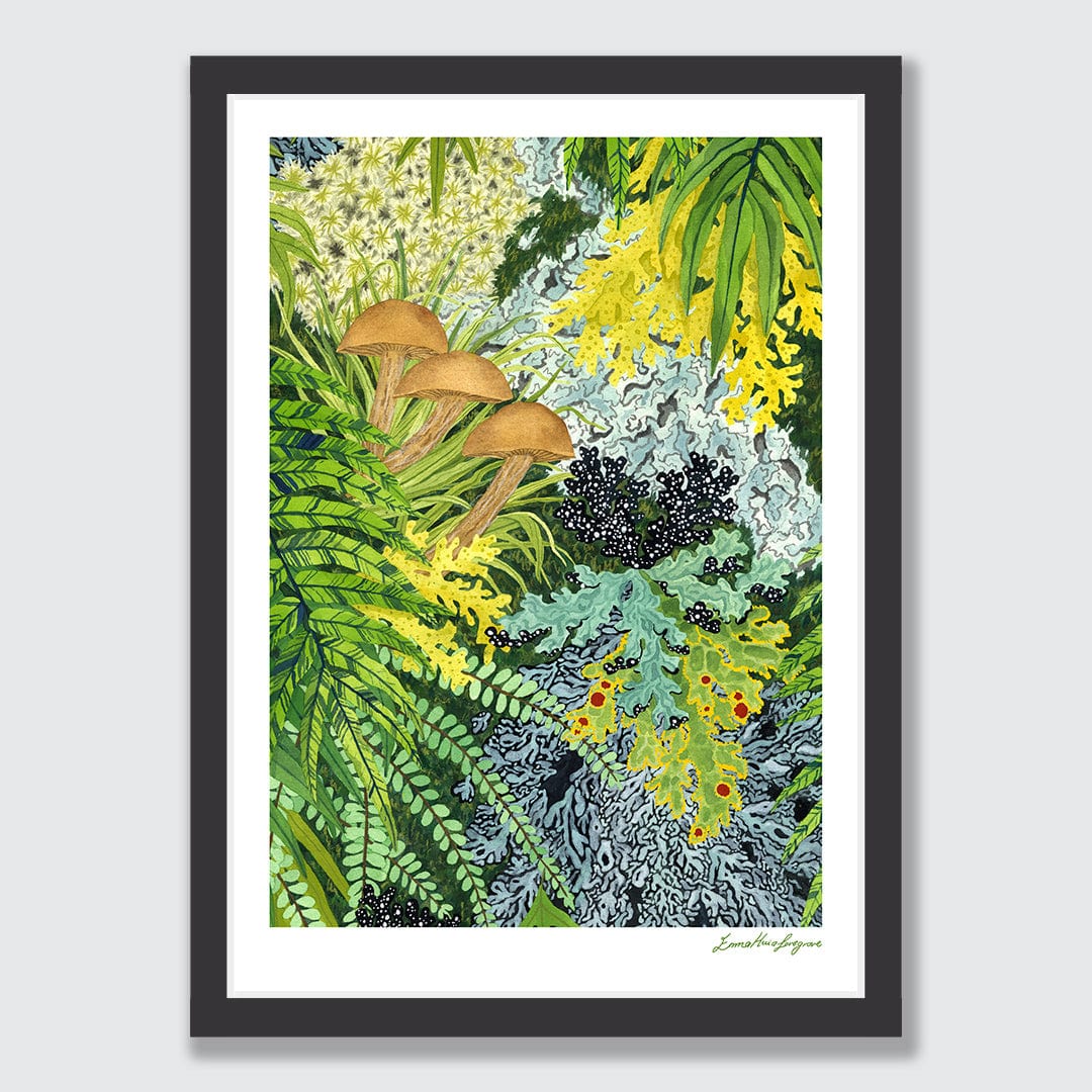 Fronds and Fungi Art Print by Emma Huia Lovegrove