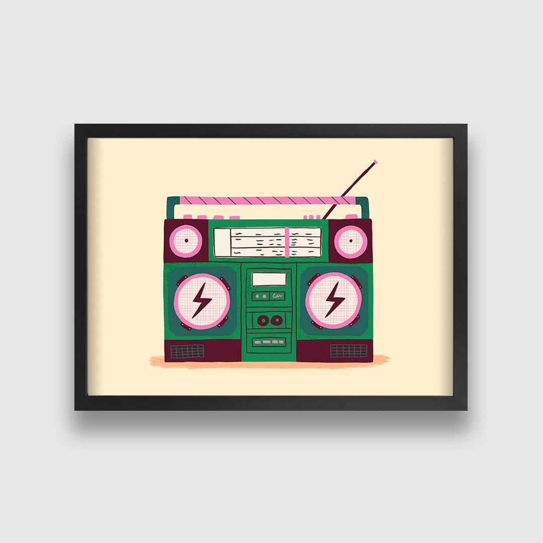 Green Boombox Art Print by Crissie Rodda