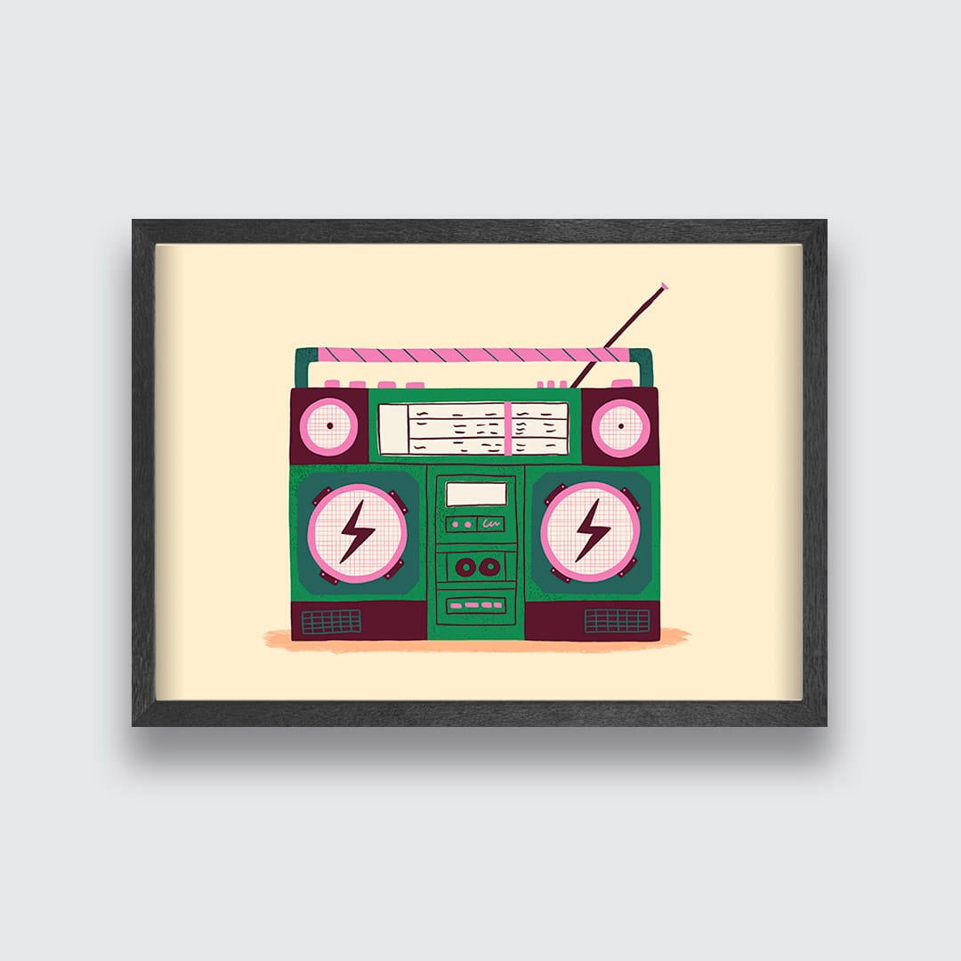 Green Boombox Art Print by Crissie Rodda