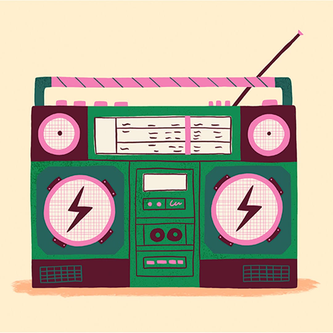 Green Boombox Art Print by Crissie Rodda