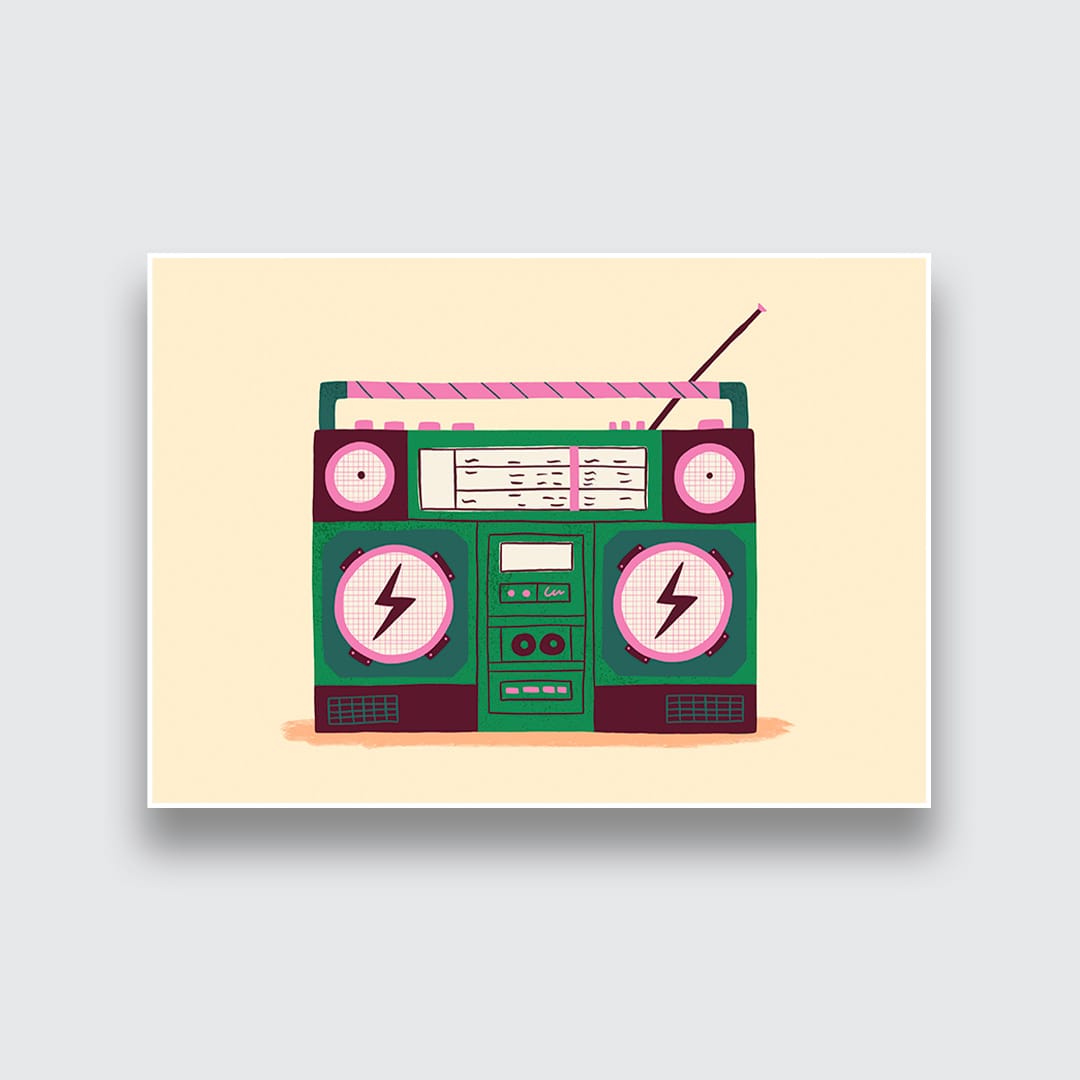 Green Boombox Art Print by Crissie Rodda