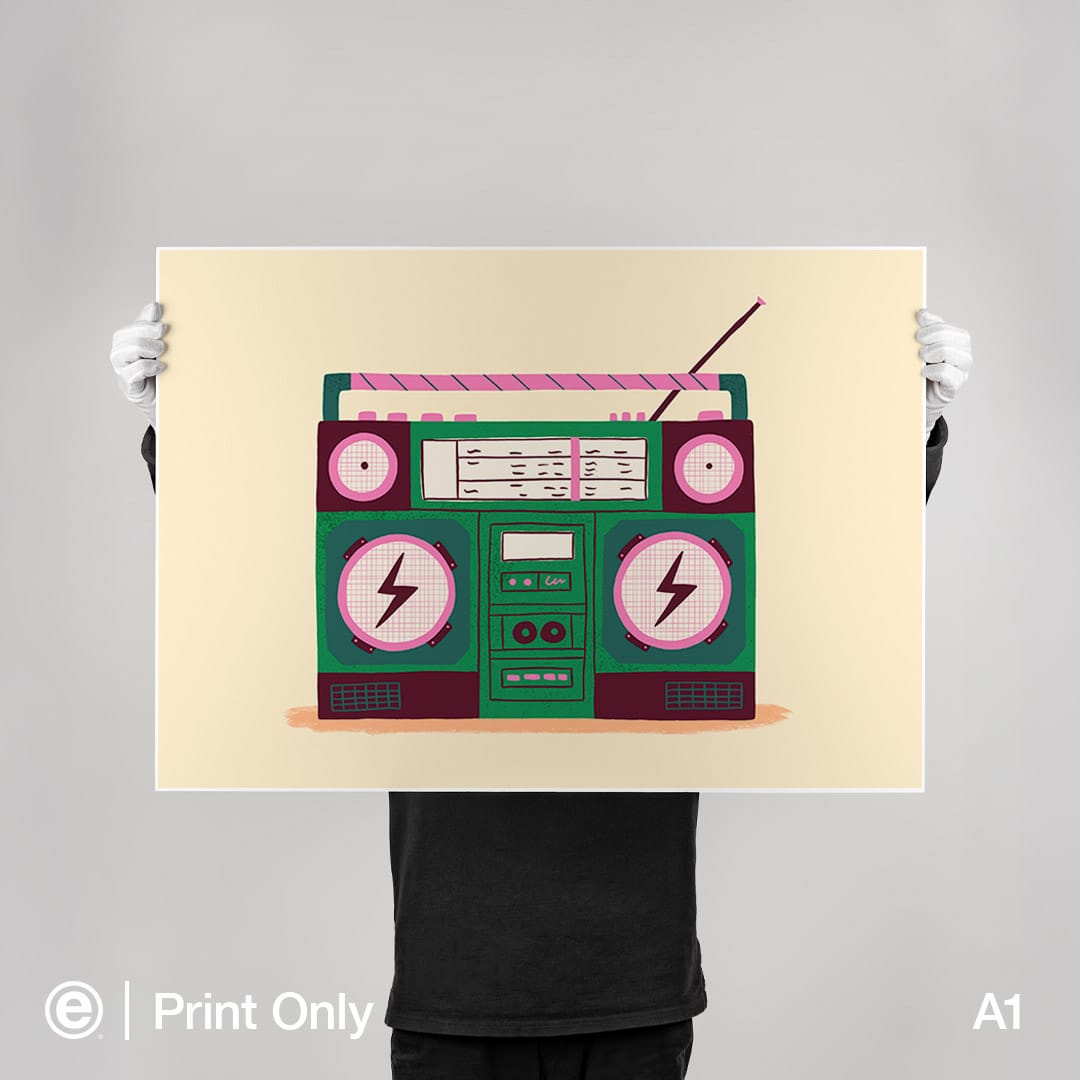 Green Boombox Art Print by Crissie Rodda