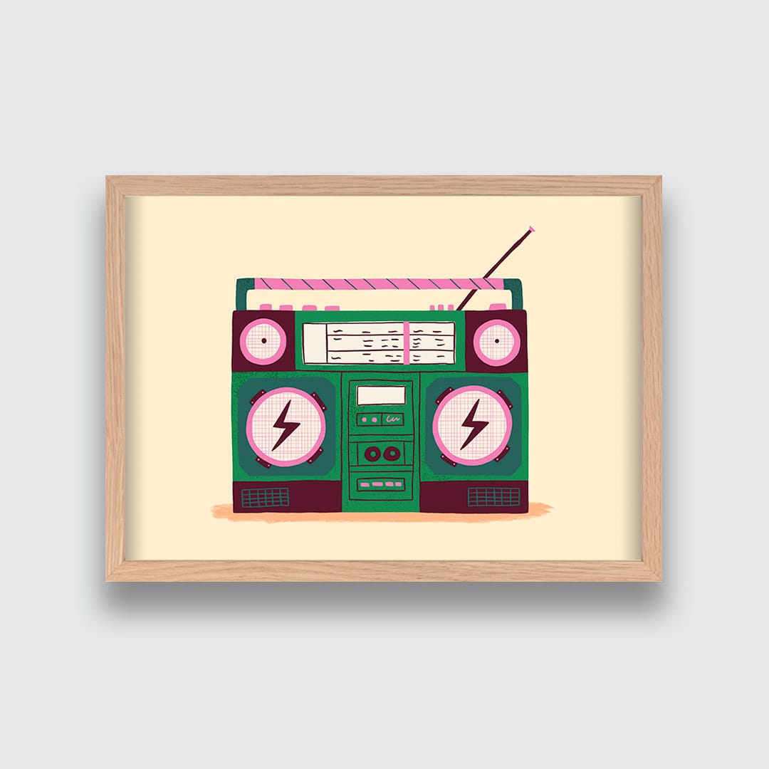 Green Boombox Art Print by Crissie Rodda