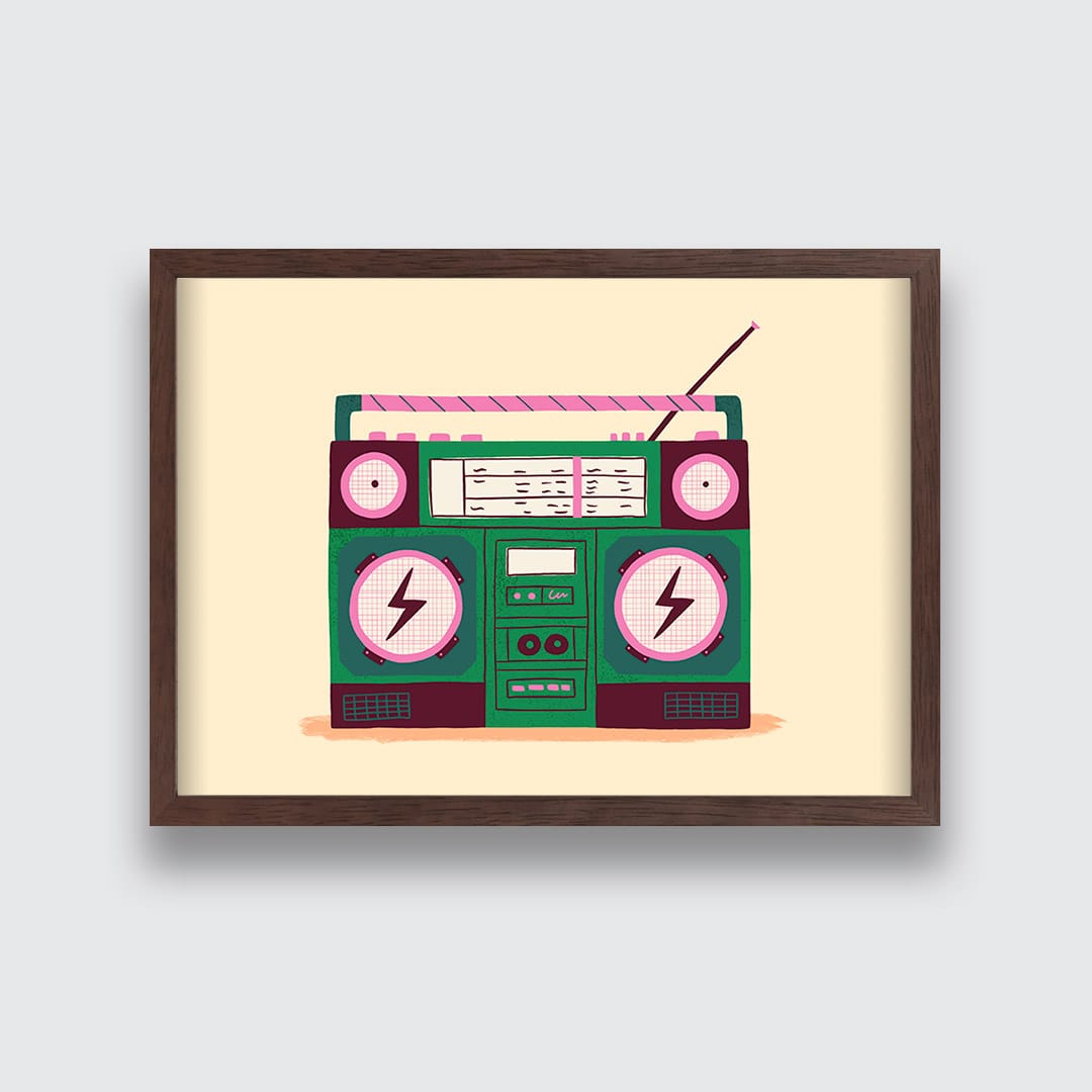 Green Boombox Art Print by Crissie Rodda