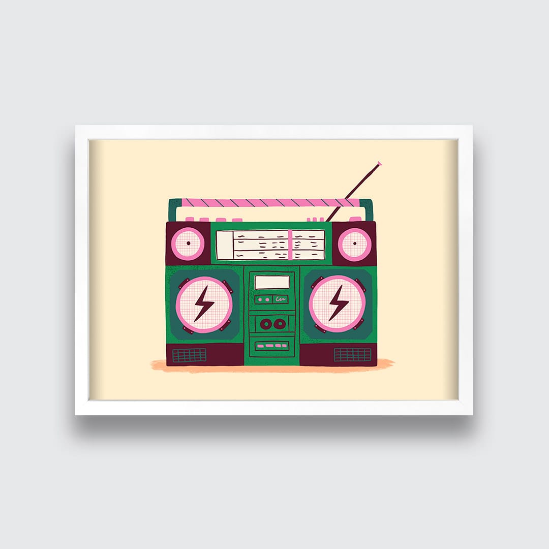 Green Boombox Art Print by Crissie Rodda