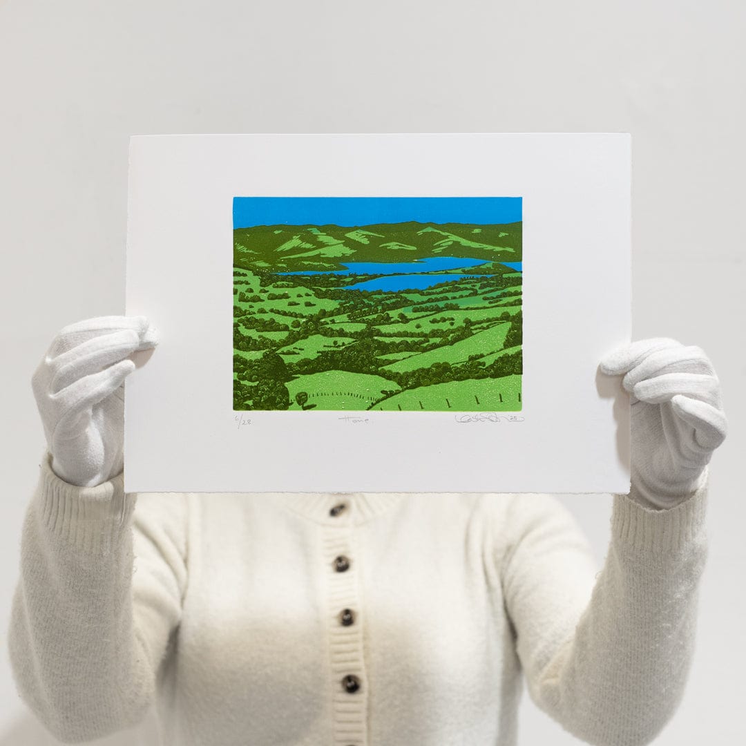 Home Linocut Reduction Print by Kate Steiner