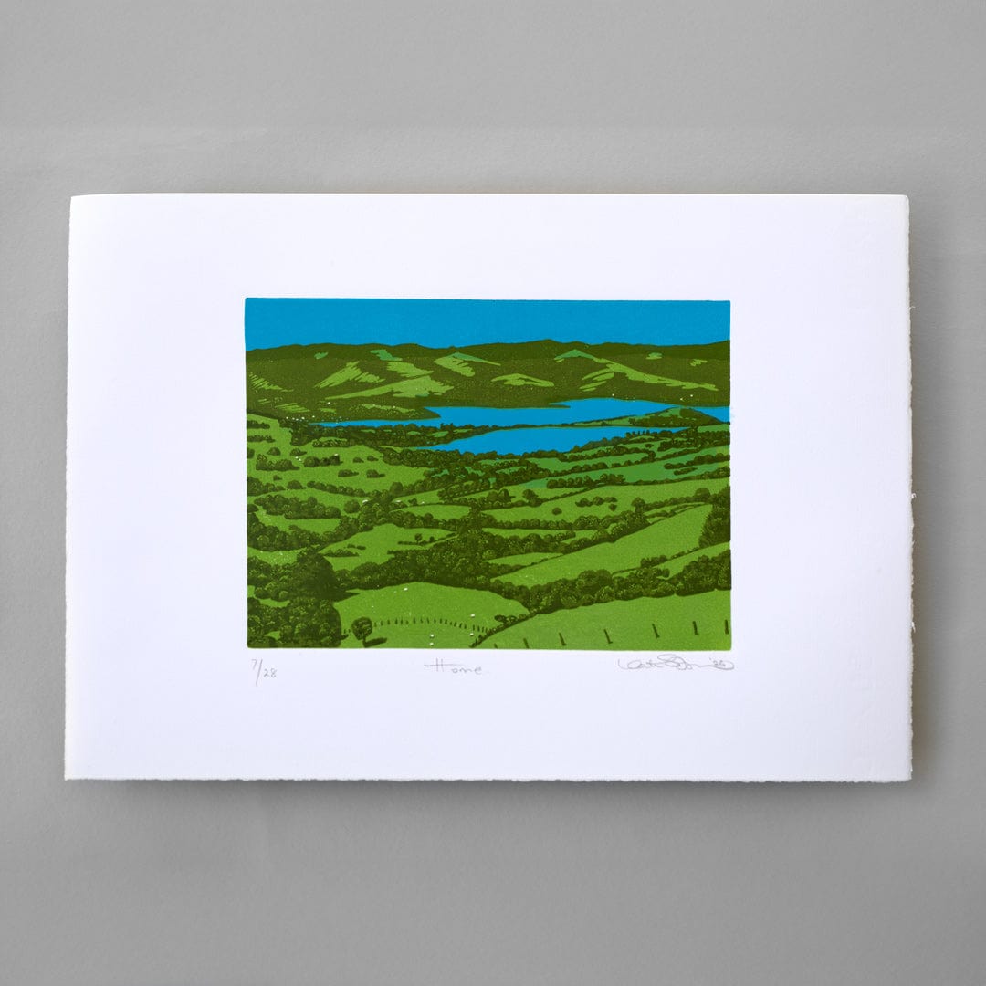 Home Linocut Reduction Print by Kate Steiner