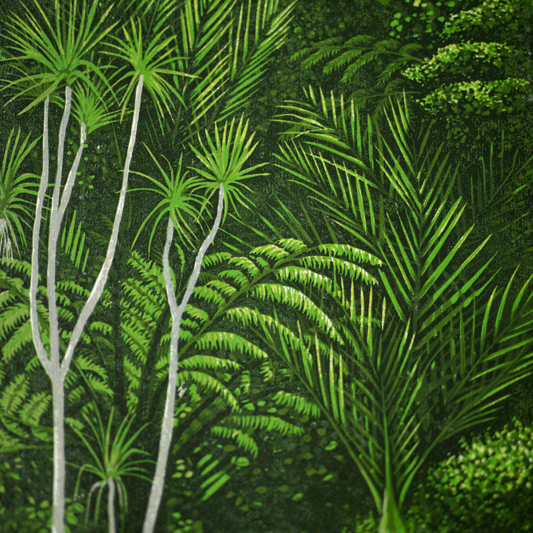 Kākāriki II Linocut Reduction Print by Kate Steiner