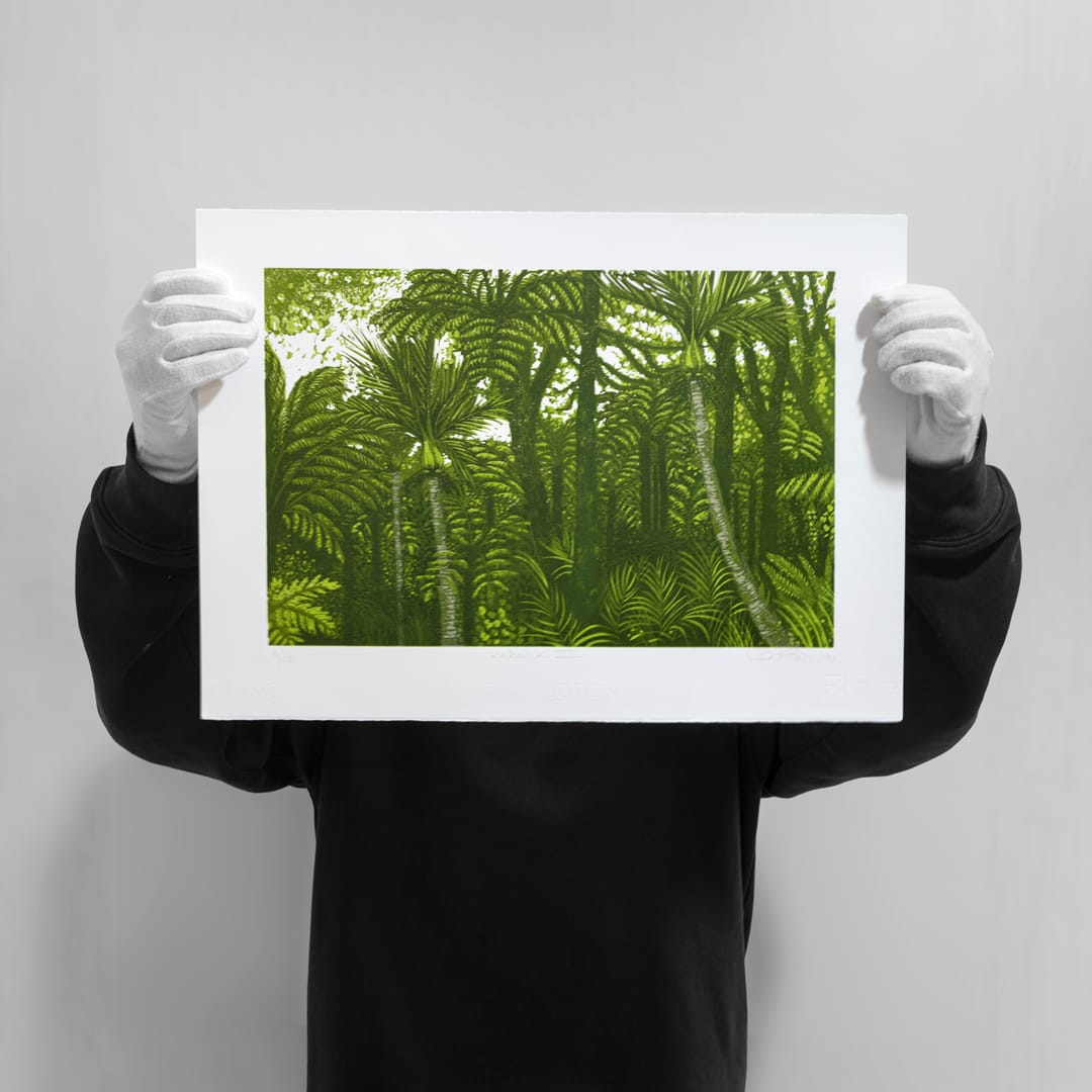 Kakariki III - Linocut Reduction Print