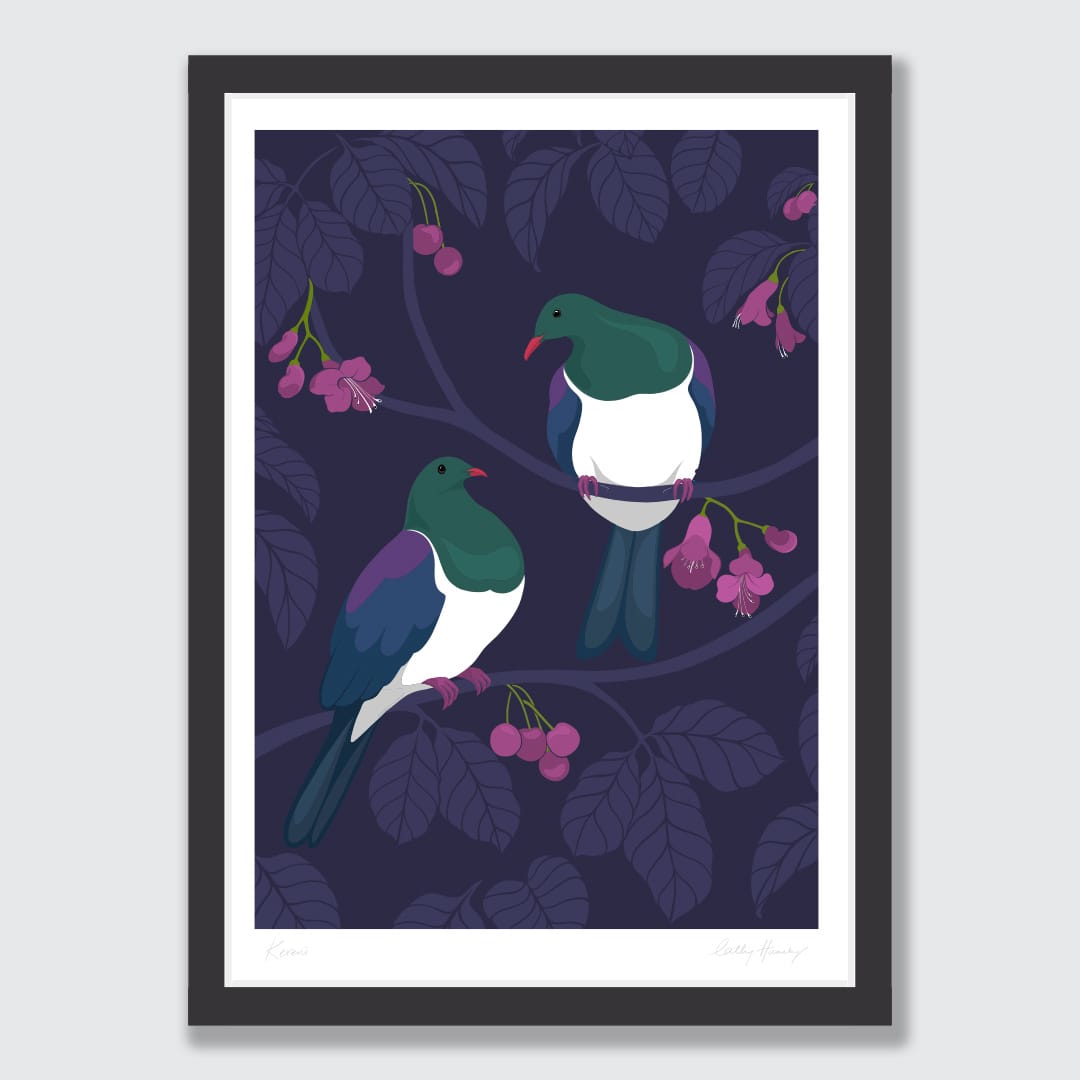 Kererū Pair Art Print by Cathy Hansby