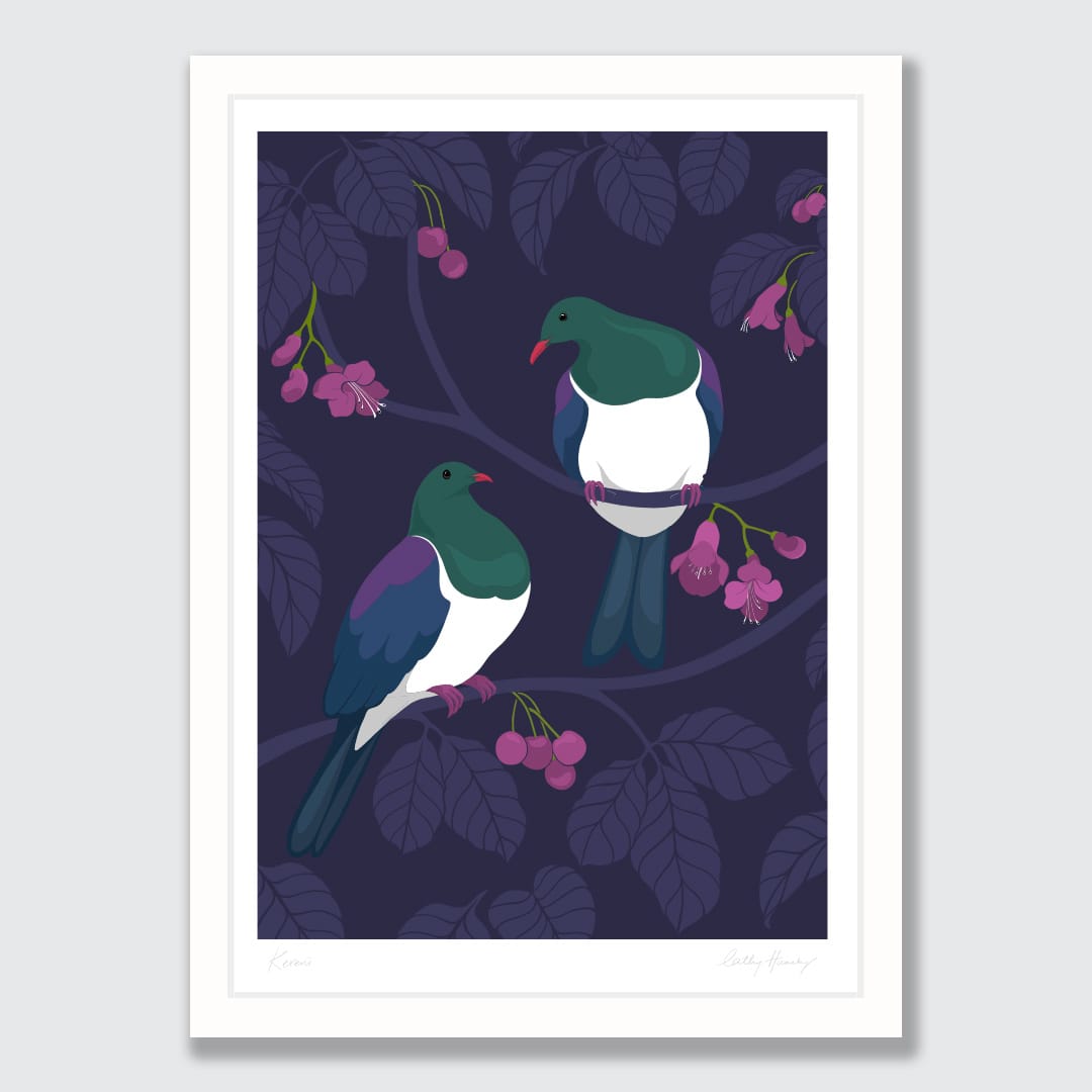 Kererū Pair Art Print by Cathy Hansby