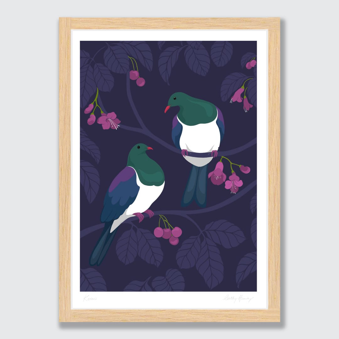 Kererū Pair Art Print by Cathy Hansby