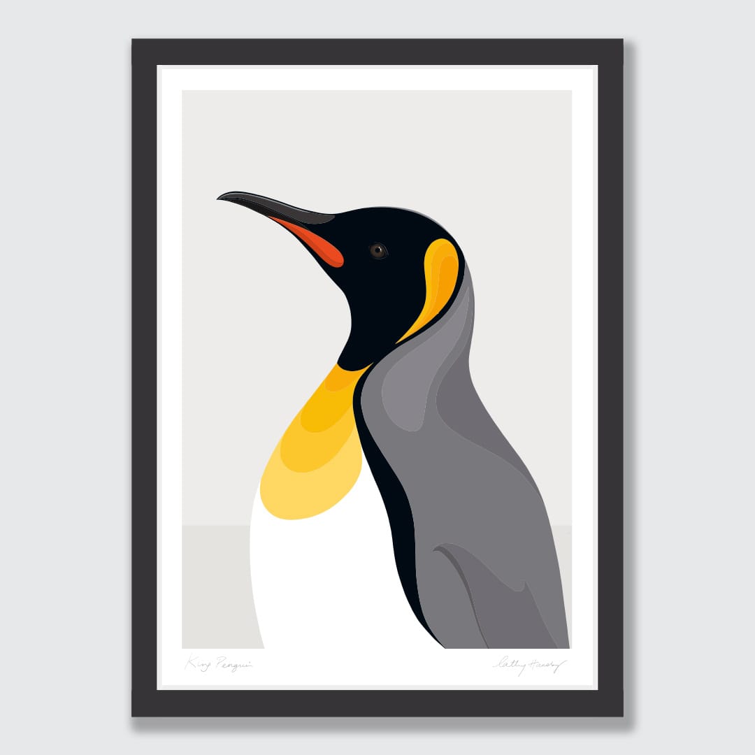 King Penguin Grey Art Print by Cathy Hansby