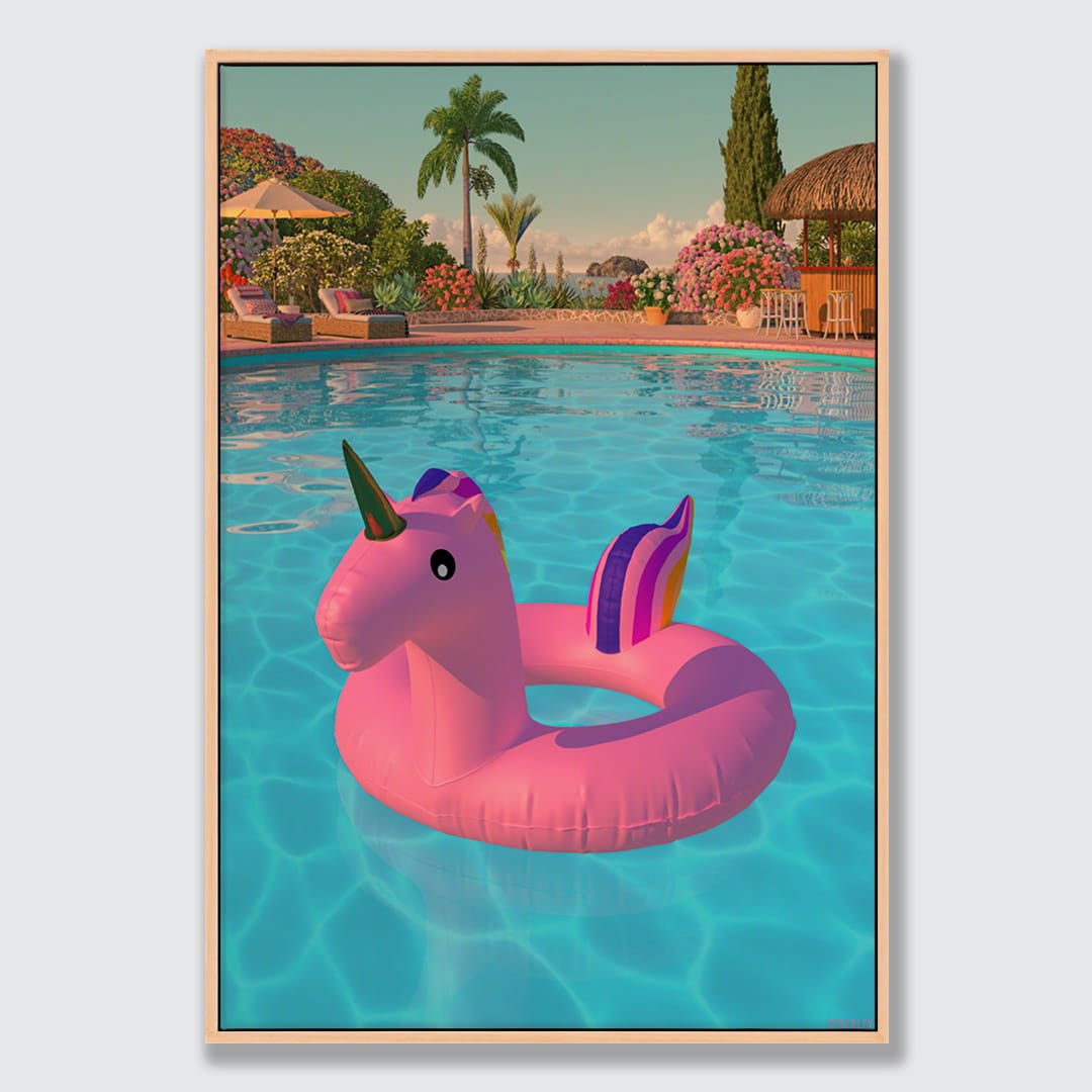 Pink Unicorn Limited Edition Canvas Print by Simon Stockley