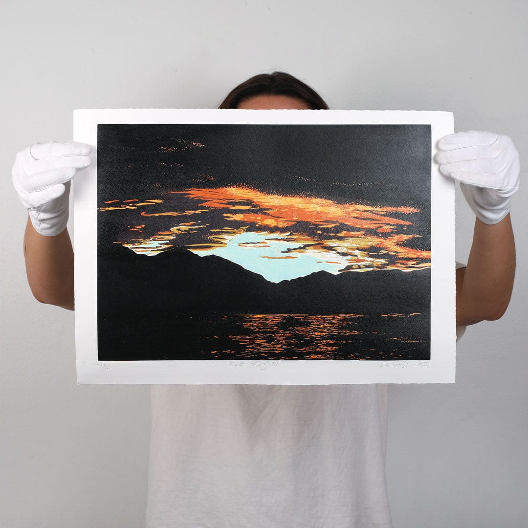 Last Light Linocut Reduction Print by Kate Steiner
