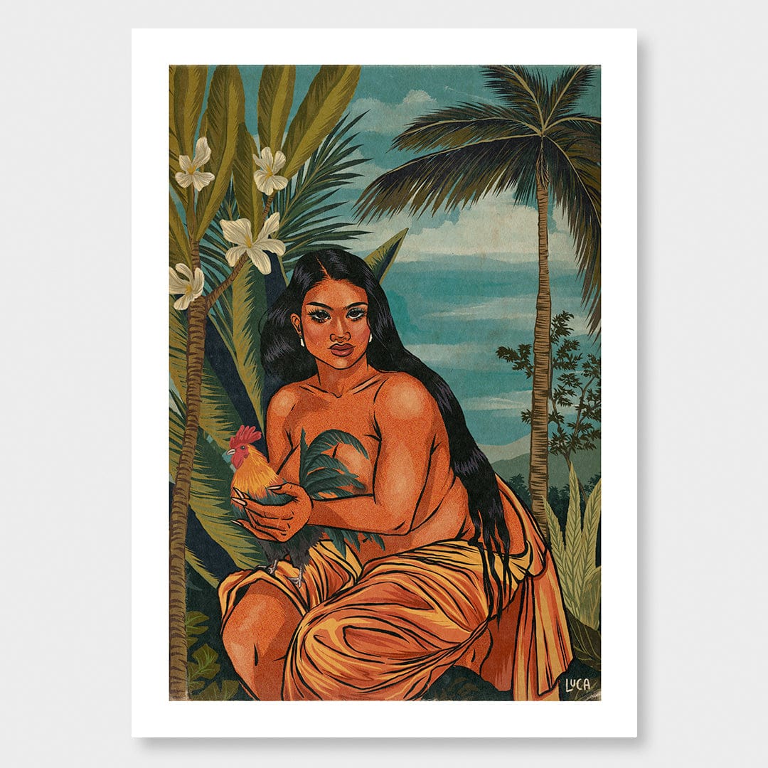 Lavenia and the Moa Art Print by Luca Tu'avao Walton