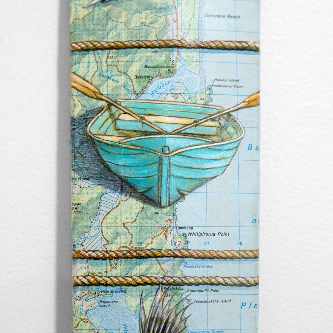 Little Blue Dinghy Original Oar by Justine Hawksworth