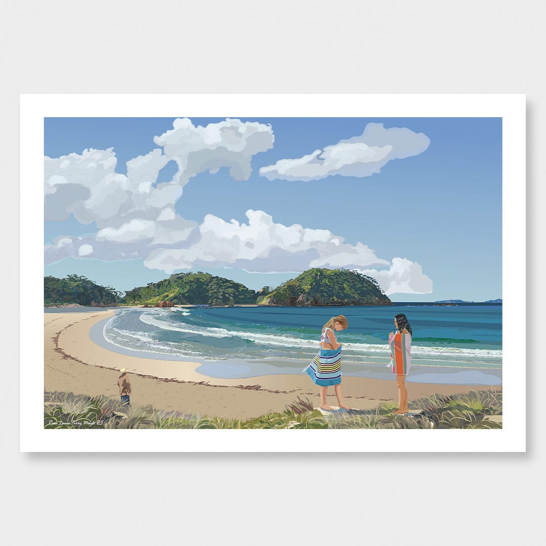 Matapouri Late Swim Art Print by Rosie Louise & Terry Moyle