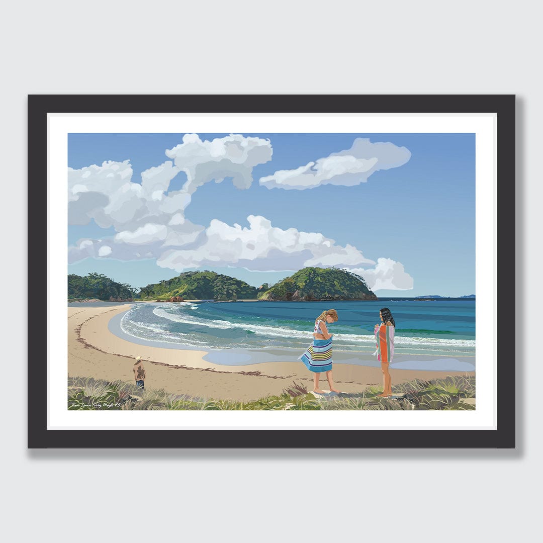 Matapouri Late Swim Art Print by Rosie Louise & Terry Moyle