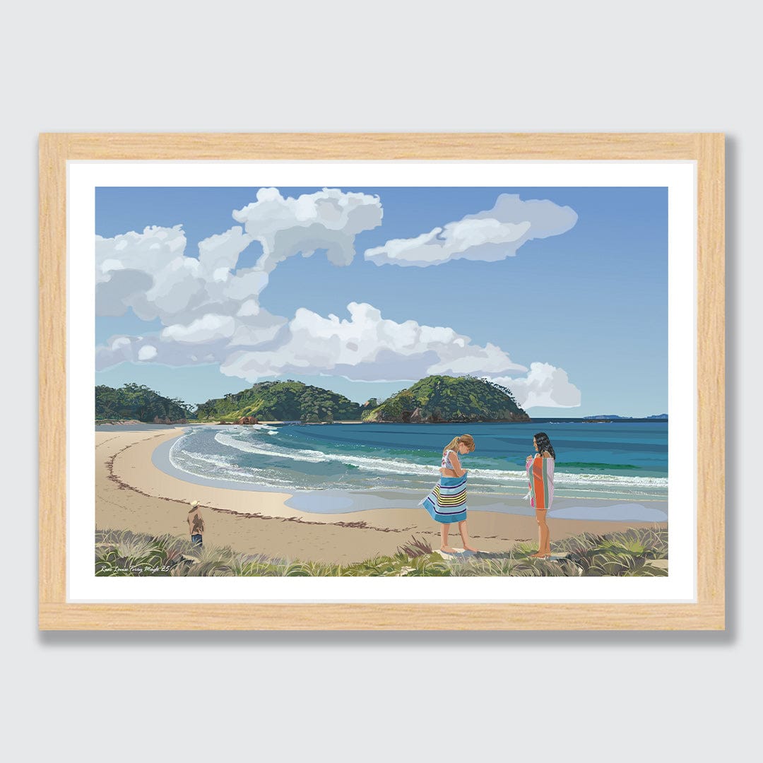Matapouri Late Swim Art Print by Rosie Louise & Terry Moyle