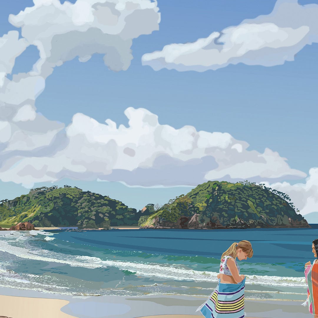 Matapouri Late Swim Art Print by Rosie Louise & Terry Moyle