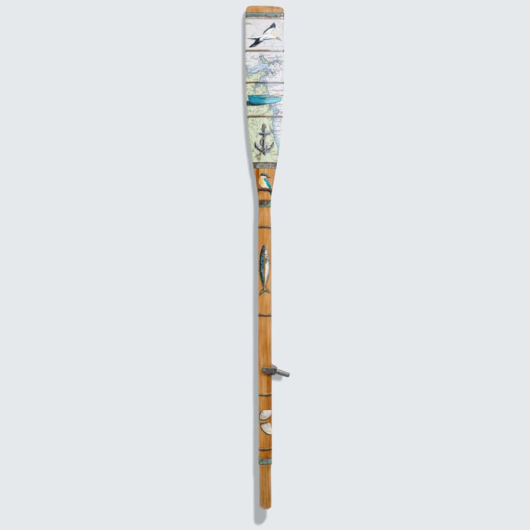 Mercury Bay Fishing Holiday Original Oar by Justine Hawksworth