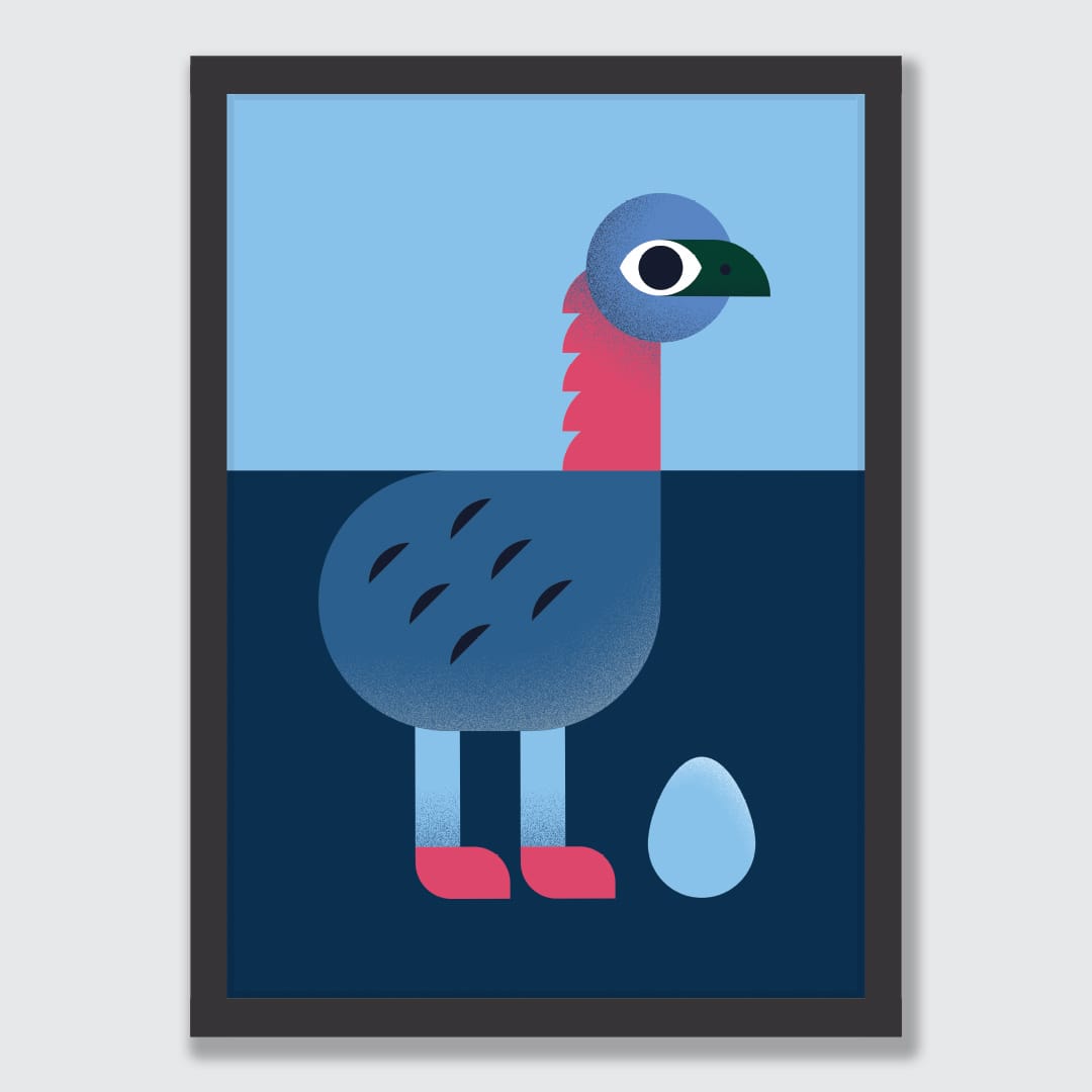 Moa Blue Art Print by Beth Xia