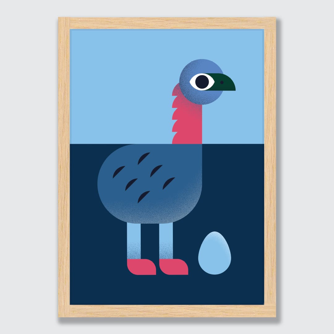 Moa Blue Art Print by Beth Xia