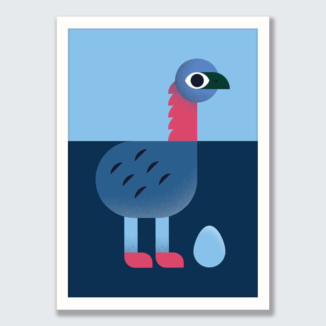 Moa Blue Art Print by Beth Xia