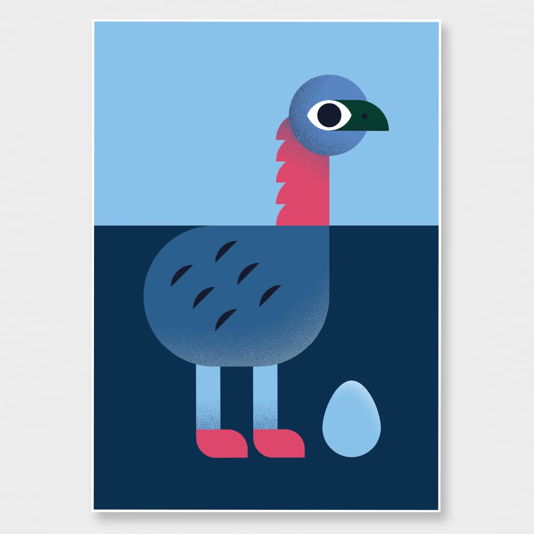 Moa Blue Art Print by Beth Xia