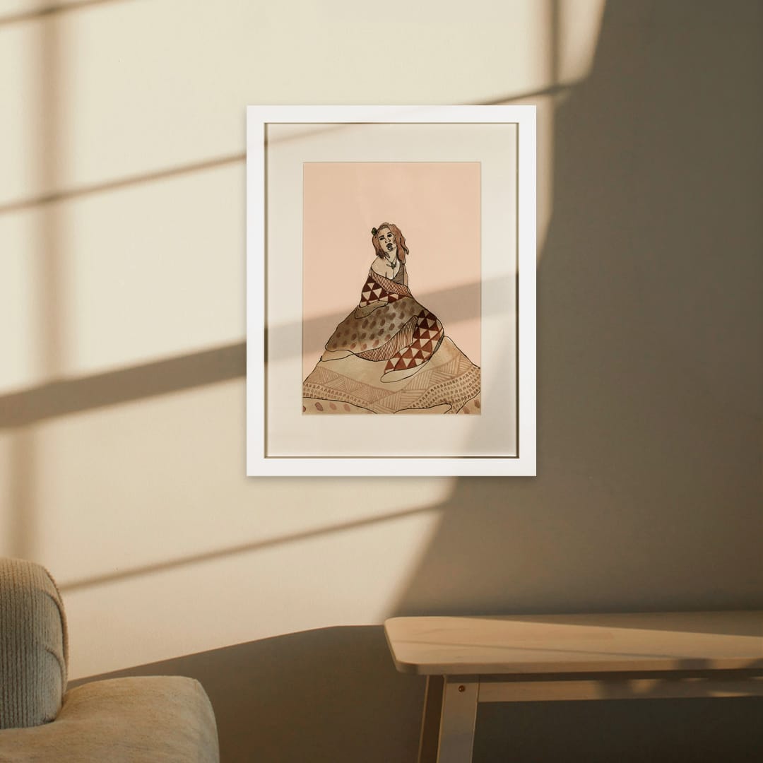 Modern Māori Woman - Custom Framed Art Print by Maku