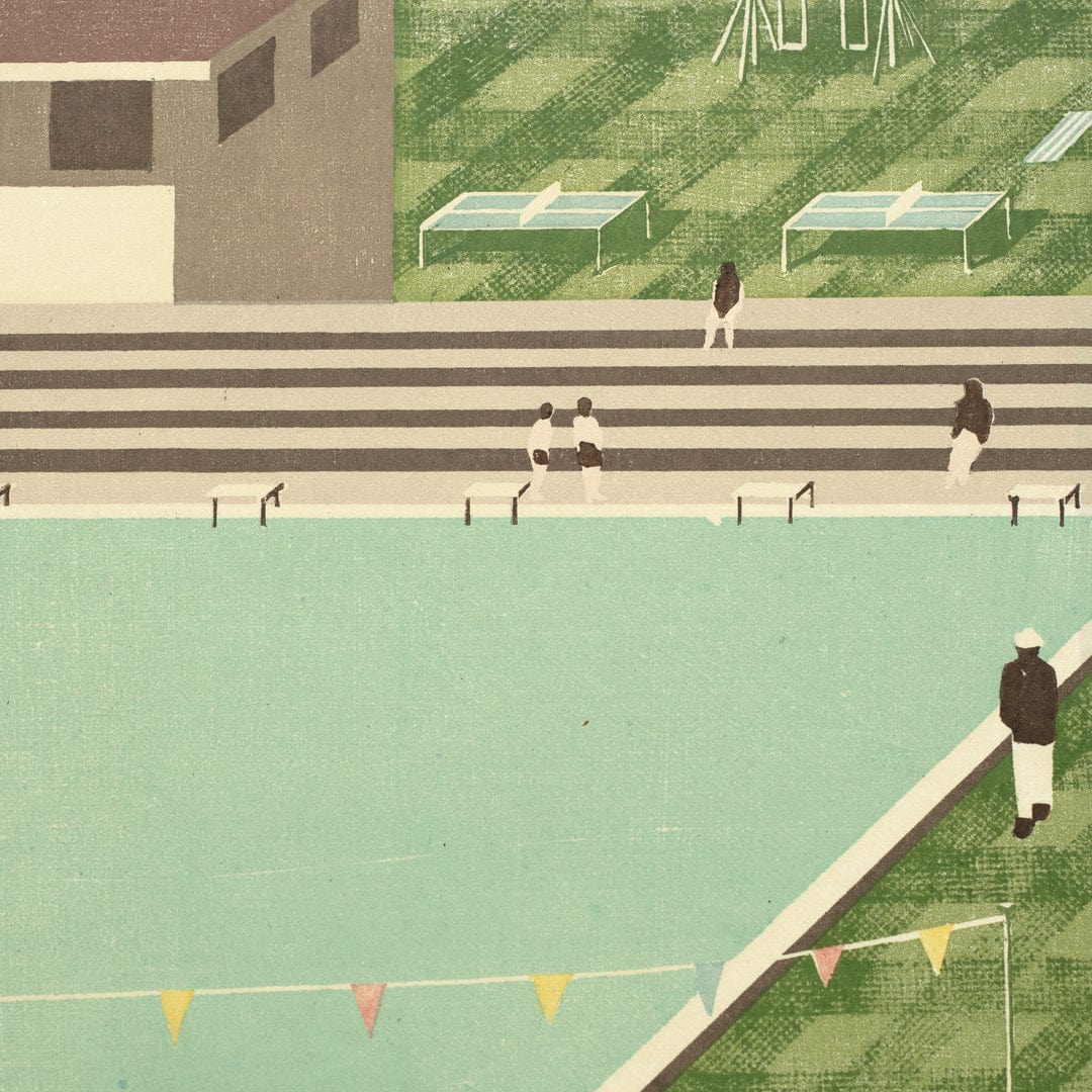Nostalgic Pool Limited Edition Woodblock Print by Angus Collis