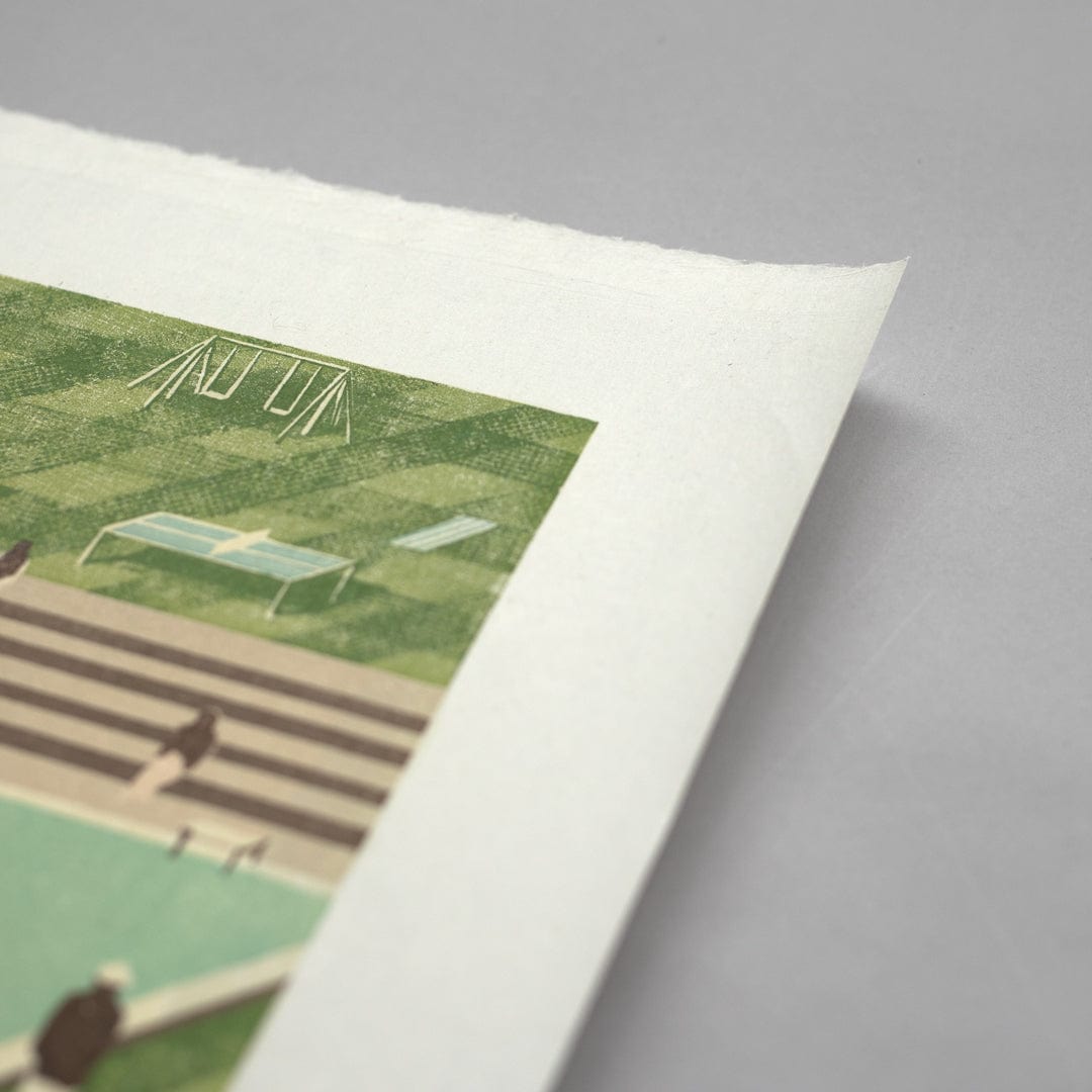 Nostalgic Pool Limited Edition Woodblock Print by Angus Collis