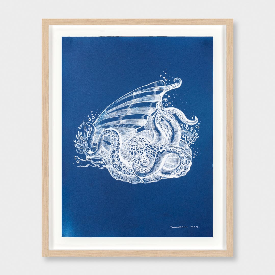 Octopus Explorer Cyanotype Original Artwork by Vasundhara Singh