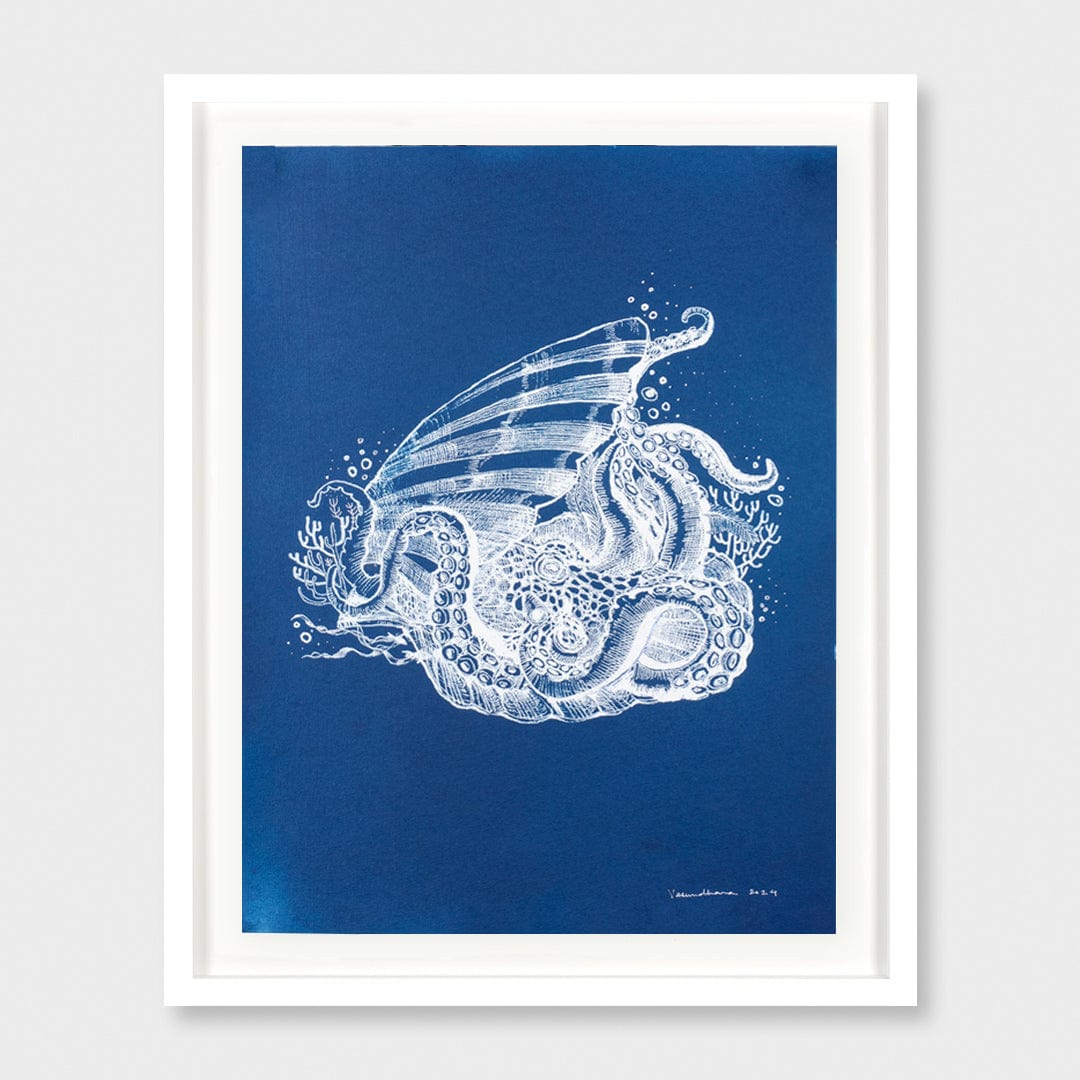 Octopus Explorer Cyanotype Original Artwork by Vasundhara Singh
