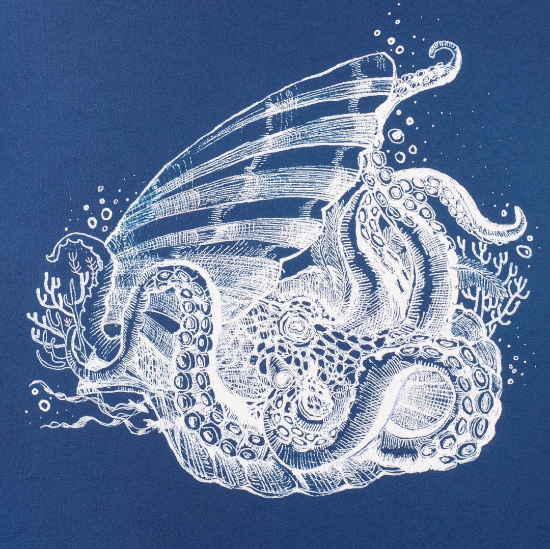 Octopus Explorer Cyanotype Original Artwork by Vasundhara Singh