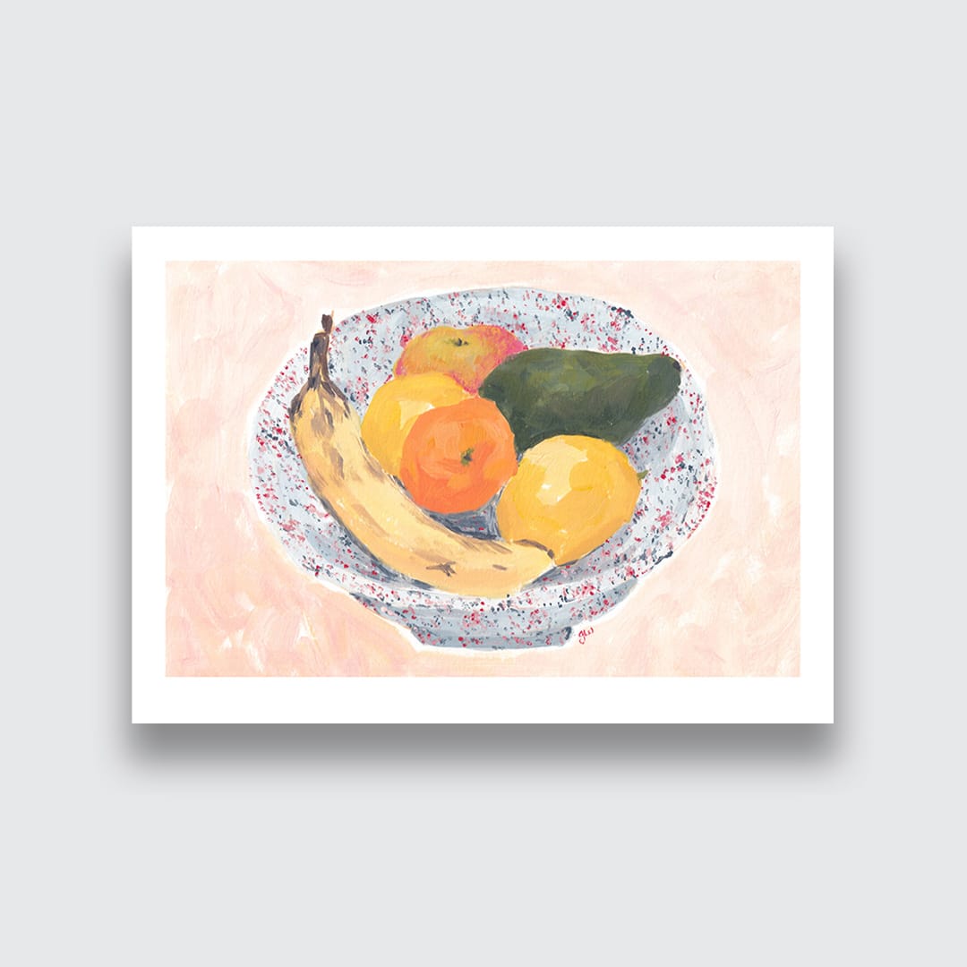 Peachy Fruit Bowl Art Print by Grace Wilkinson