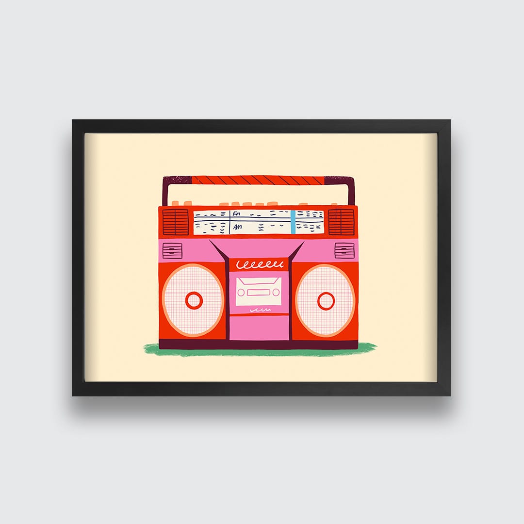 Pink Boombox Art Print by Crissie Rodda
