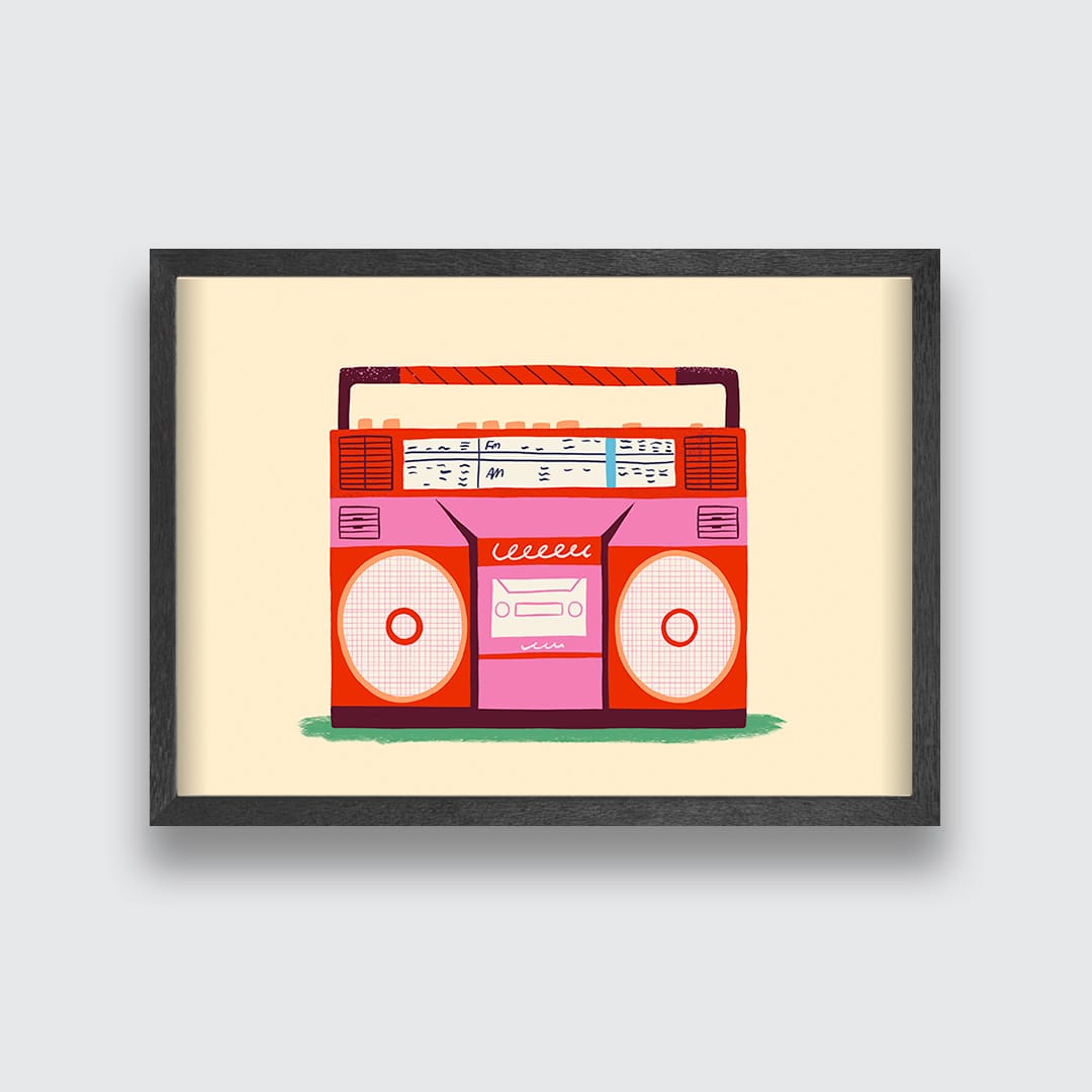 Pink Boombox Art Print by Crissie Rodda