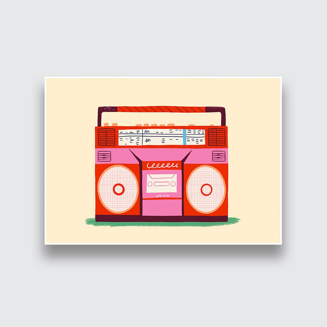 Pink Boombox Art Print by Crissie Rodda