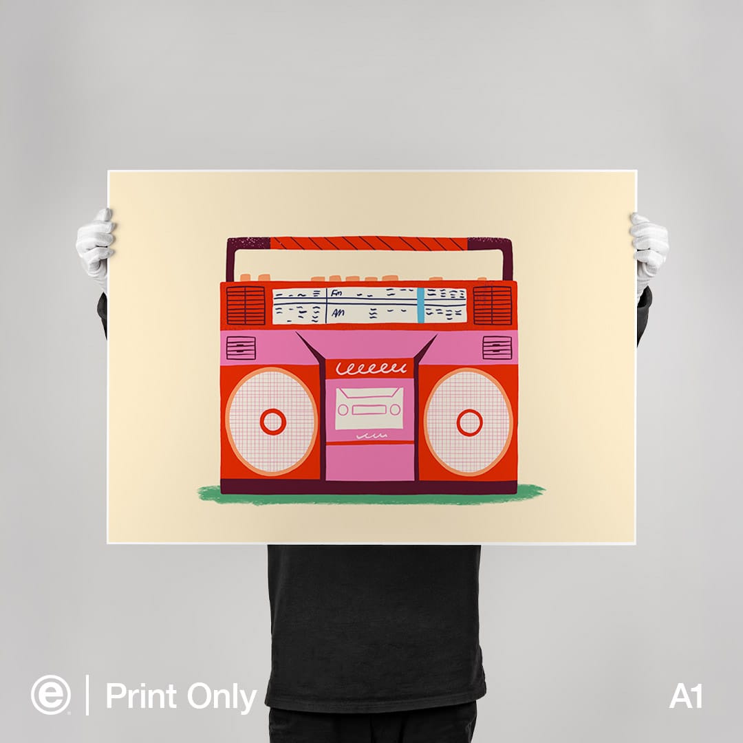 Pink Boombox Art Print by Crissie Rodda