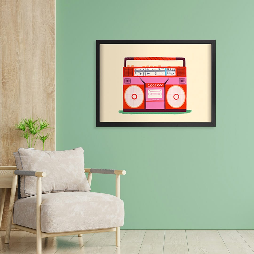 Pink Boombox Art Print by Crissie Rodda