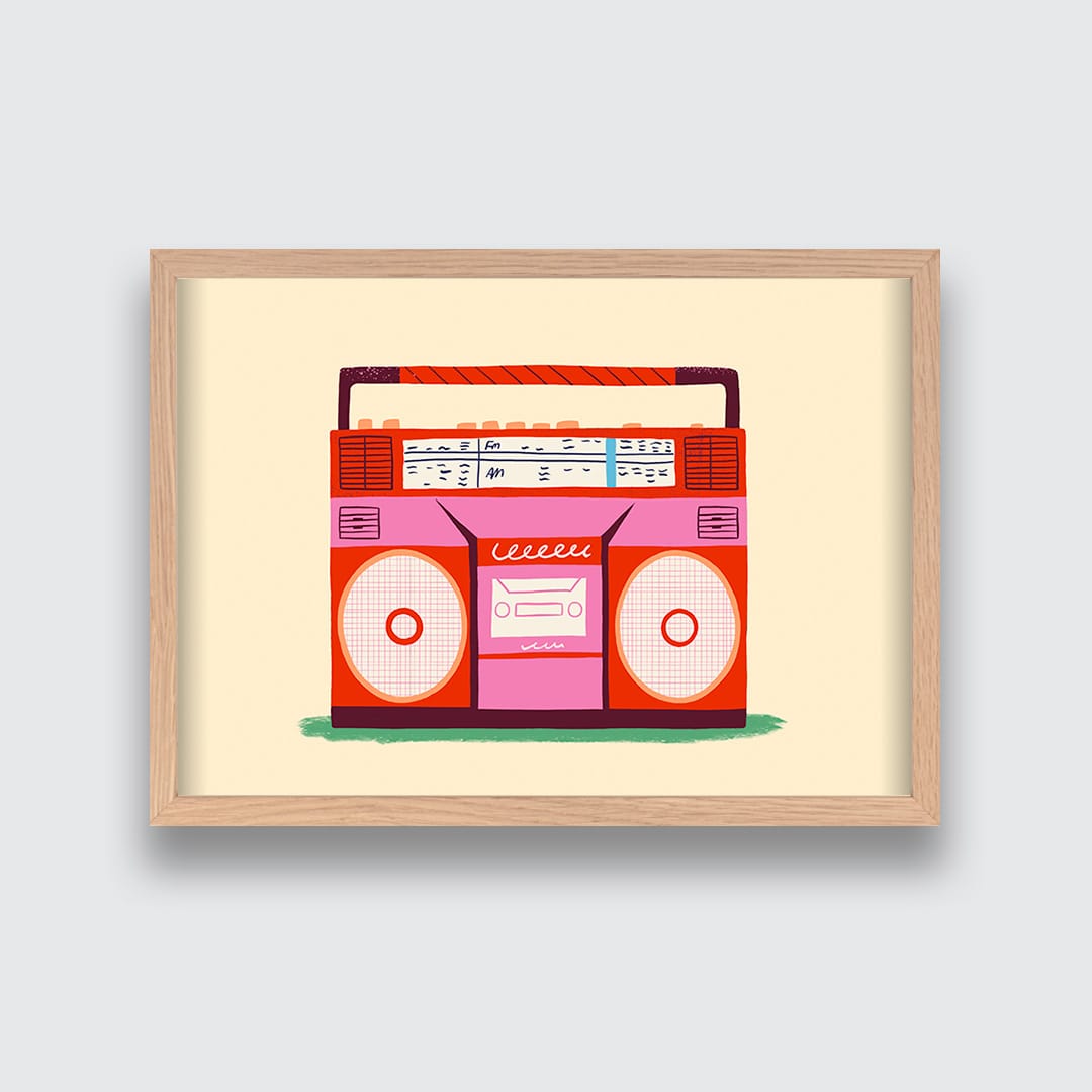 Pink Boombox Art Print by Crissie Rodda