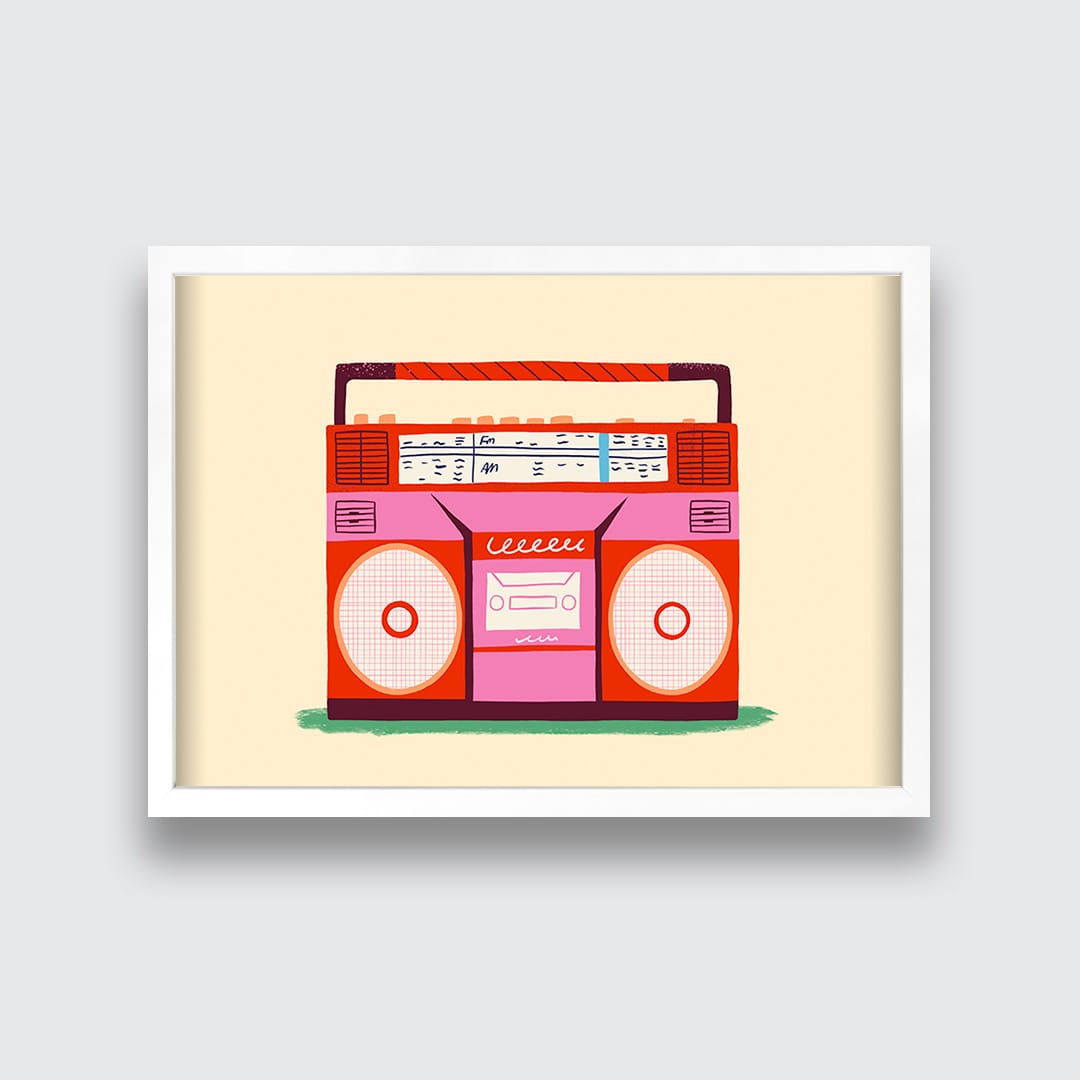 Pink Boombox Art Print by Crissie Rodda