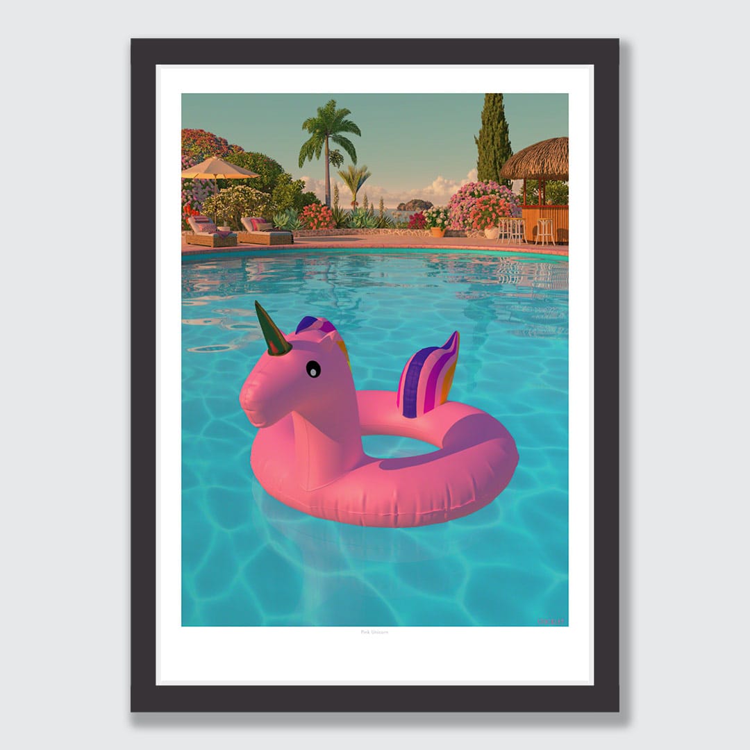 Pink Unicorn Art Print by Simon Stockley