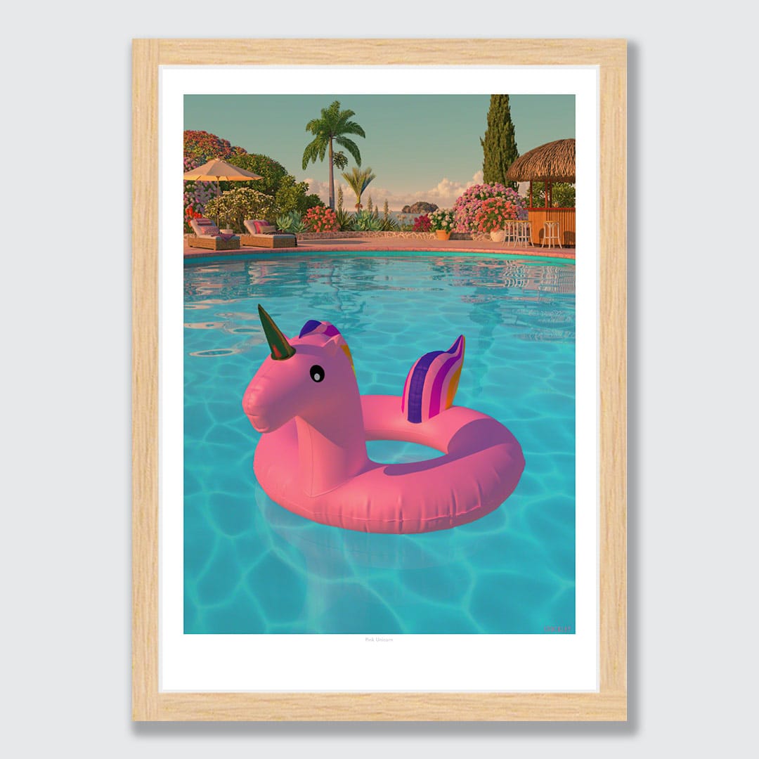 Pink Unicorn Art Print by Simon Stockley