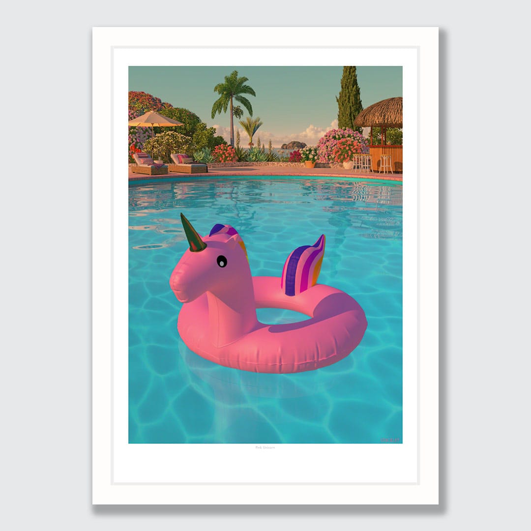 Pink Unicorn Art Print by Simon Stockley