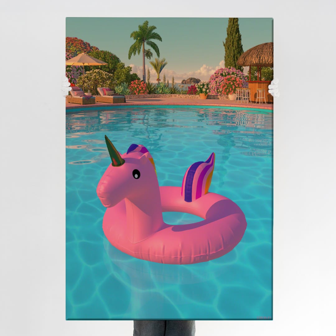 Pink Unicorn Limited Edition Canvas Print by Simon Stockley